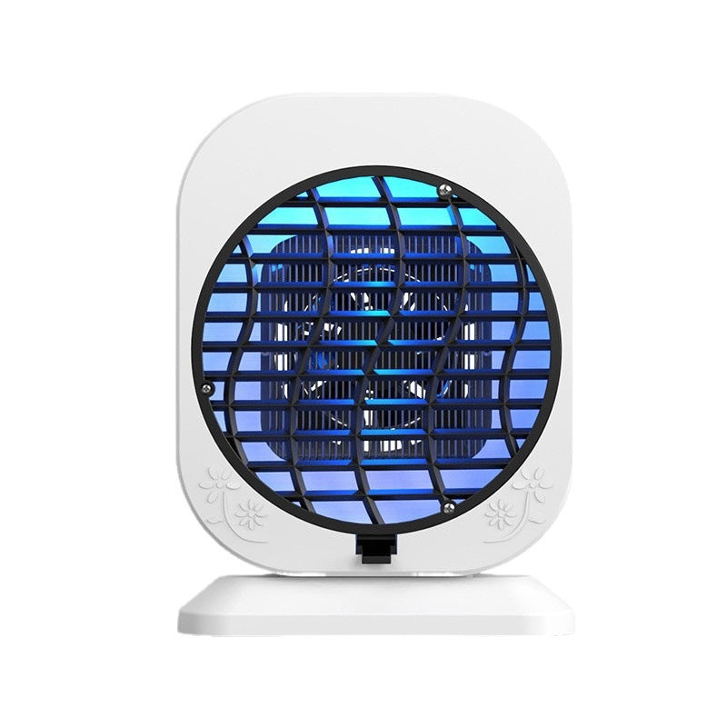 Lámpara antimosquitos portátil recargable por USB con ventilador.