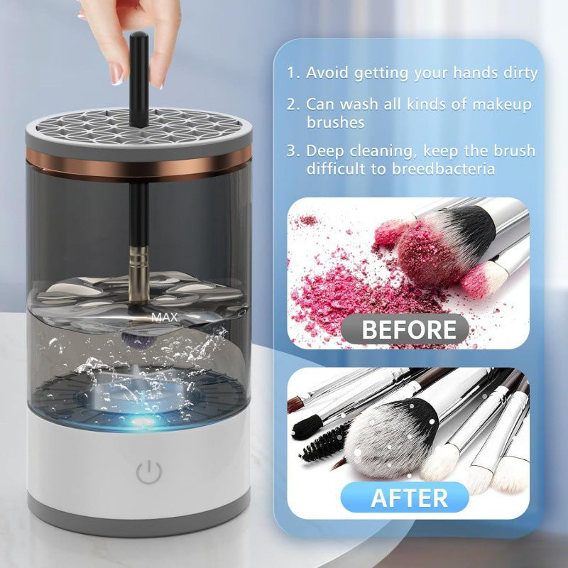 Limpiador de brochas de maquillaje con funciones de lavado y secado.